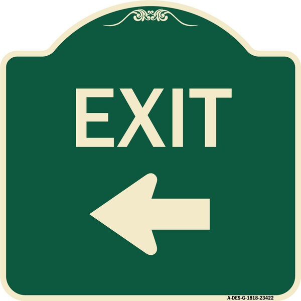 Parking Lot Exit Left Arrow Heavy-Gauge Aluminum Architectural Sign, 18" L, 18" H, G-1818-23422